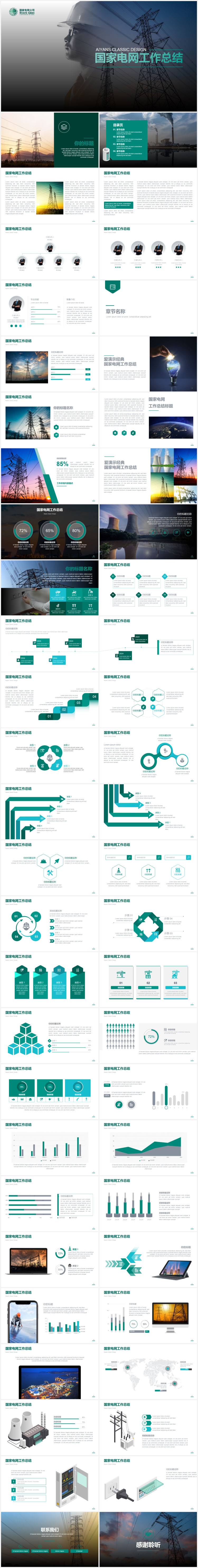 国家电网工作总结PPT模板